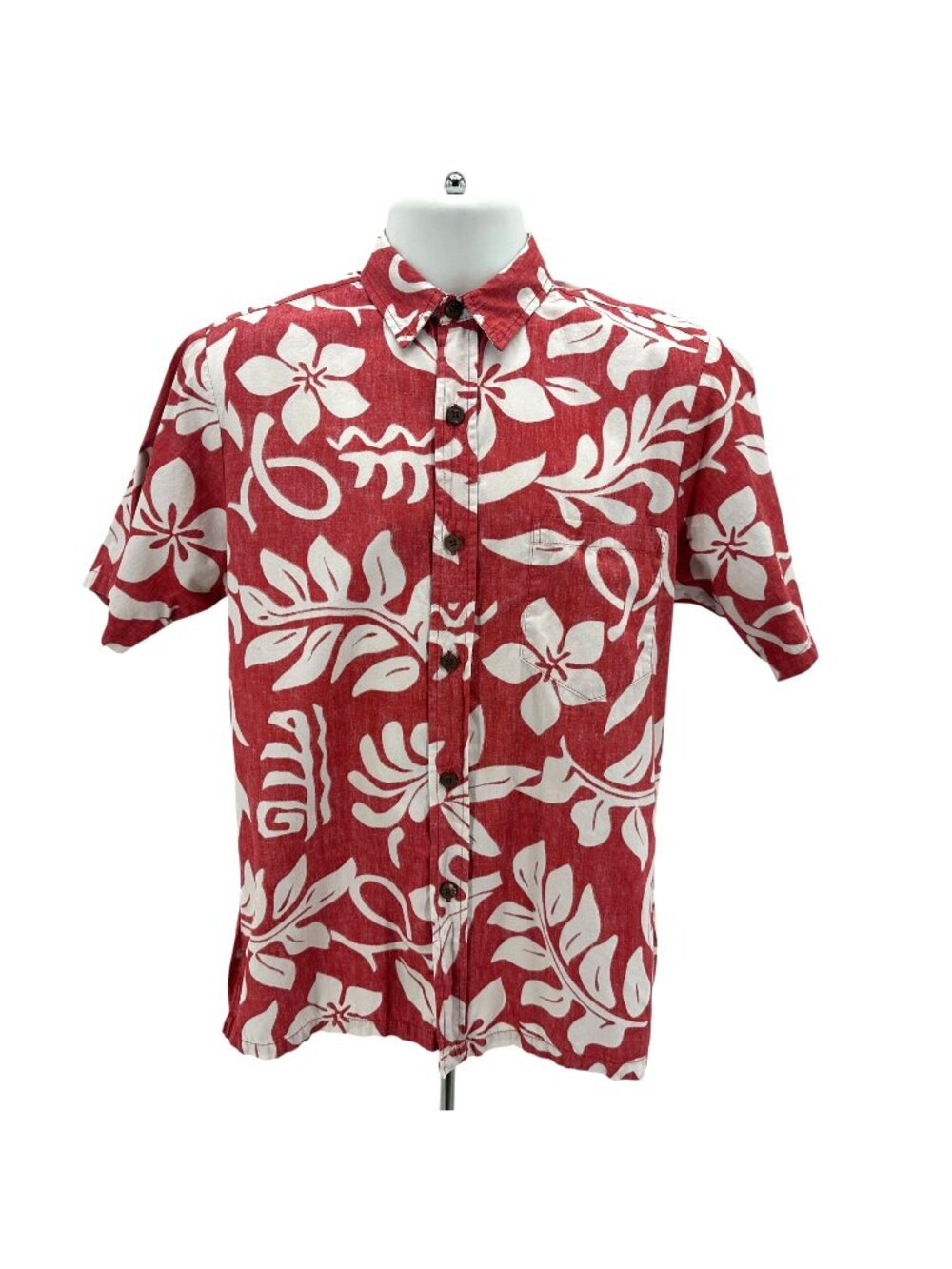 Vintage Bishop St. Apparel Mens Small Shirt Hawaiian Floral Tropical Red White